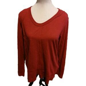Wilt Long Sleeve Shirt‎ Long Line Asymmetrical Top Cotton Garnet USA Size L